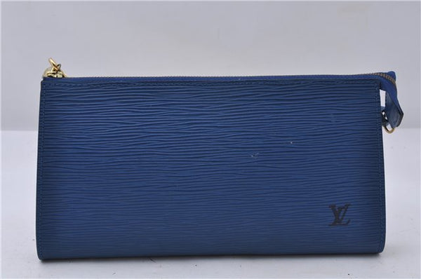 Authentic Louis Vuitton Epi Pochette Accessoires Pouch Blue M52945 LV 5879C