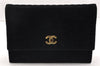 Authentic CHANEL Mademoiselle Velour CC Logo Chain Shoulder Bag Black 5879I