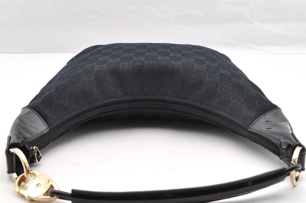 Authentic GUCCI Shoulder Hand Bag Purse GG Canvas Enamel 0014158 Black 5880I