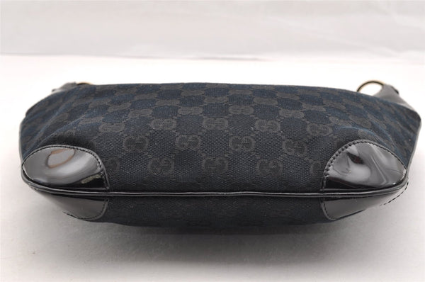 Authentic GUCCI Shoulder Hand Bag Purse GG Canvas Enamel 0014158 Black 5880I