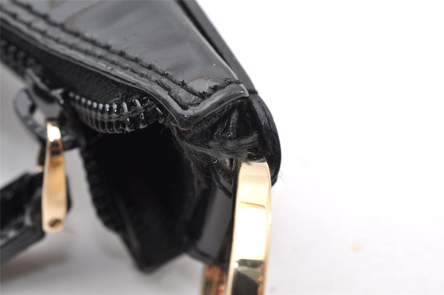 Authentic GUCCI Shoulder Hand Bag Purse GG Canvas Enamel 0014158 Black 5880I