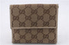 Authentic GUCCI Abbey Bifold Wallet Purse GG Canvas Leather 141411 Brown 5883D