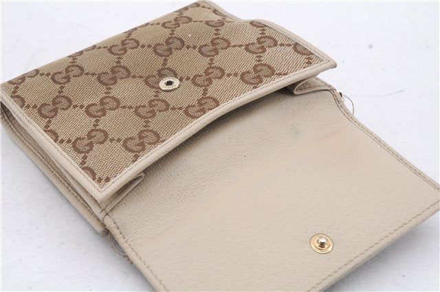 Authentic GUCCI Abbey Bifold Wallet Purse GG Canvas Leather 141411 Brown 5883D