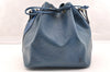 Authentic Louis Vuitton Epi Petit Noe Shoulder Drawstring Bag M44105 Blue 5883I