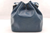 Authentic Louis Vuitton Epi Petit Noe Shoulder Drawstring Bag M44105 Blue 5883I
