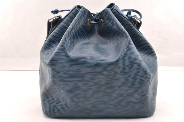 Authentic Louis Vuitton Epi Petit Noe Shoulder Drawstring Bag M44105 Blue 5883I