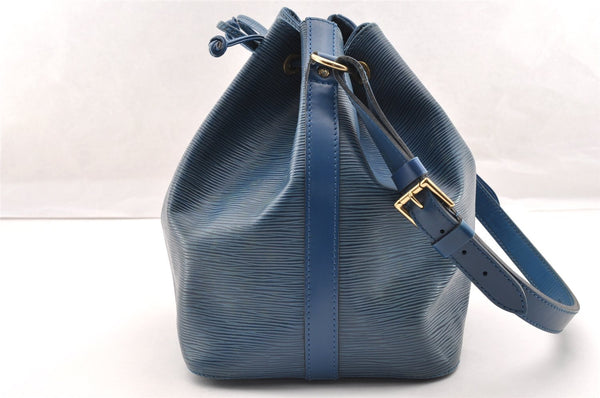 Authentic Louis Vuitton Epi Petit Noe Shoulder Drawstring Bag M44105 Blue 5883I