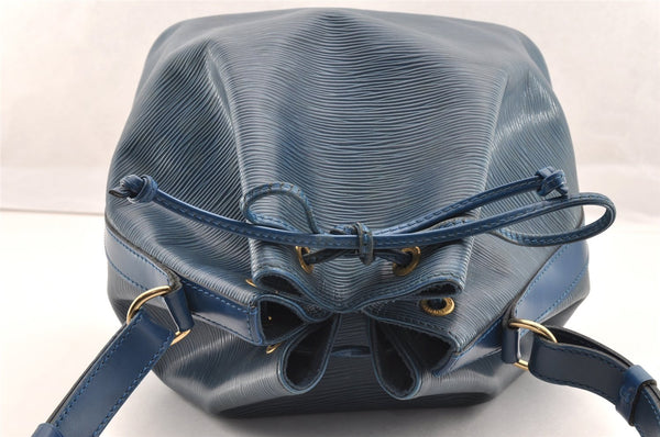 Authentic Louis Vuitton Epi Petit Noe Shoulder Drawstring Bag M44105 Blue 5883I