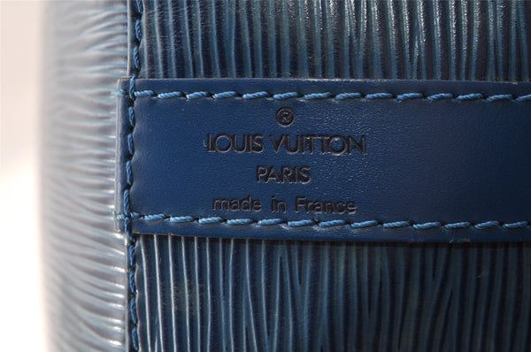 Authentic Louis Vuitton Epi Petit Noe Shoulder Drawstring Bag M44105 Blue 5883I