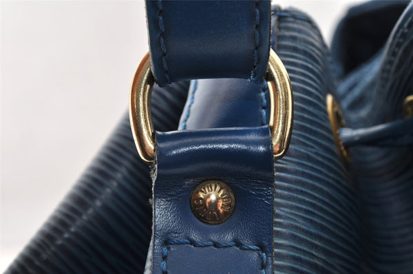 Authentic Louis Vuitton Epi Petit Noe Shoulder Drawstring Bag M44105 Blue 5883I