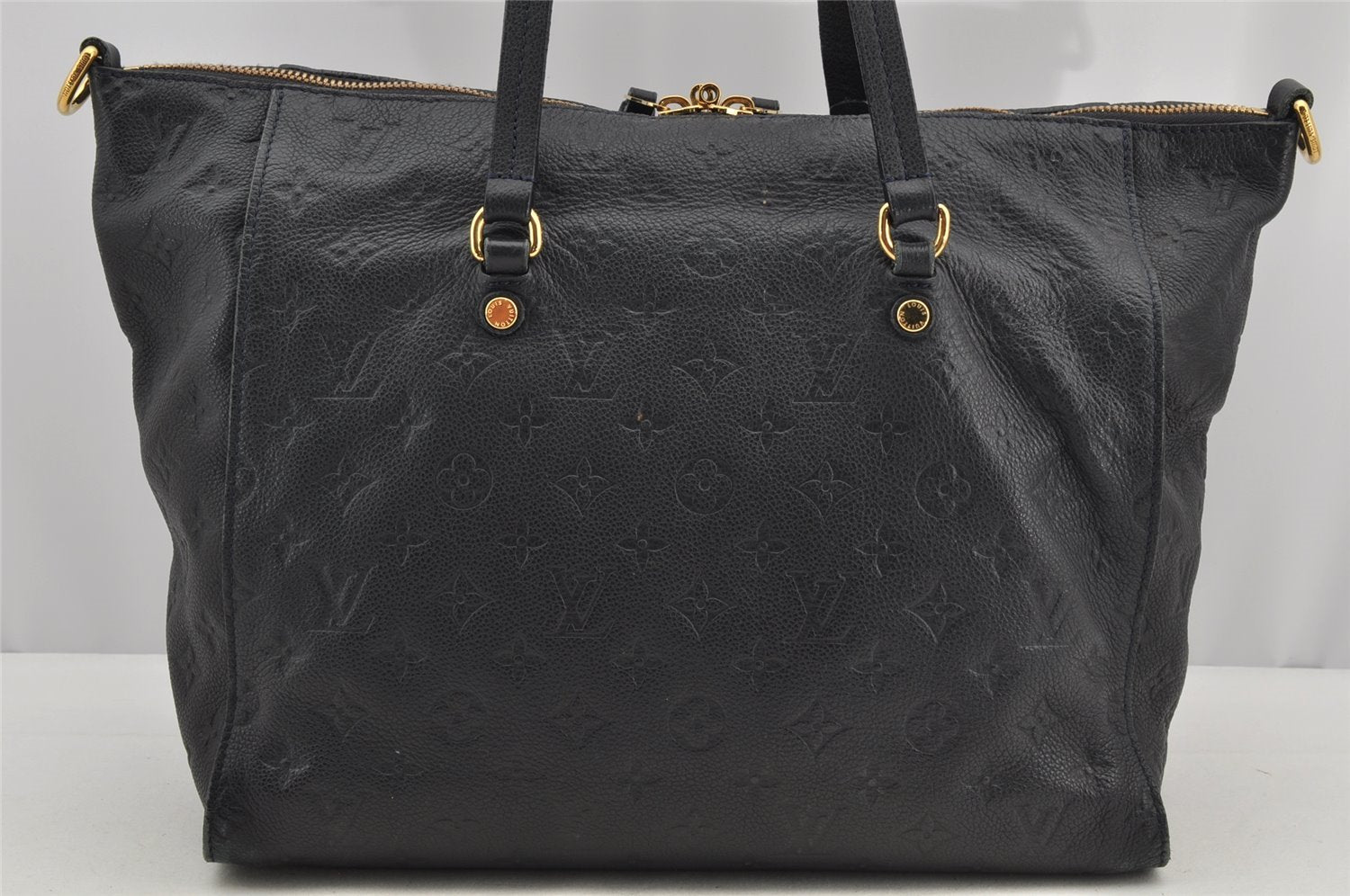 Auth Louis Vuitton Monogram Empreinte Lumineuse PM Tote Bag Navy M93410 LV 5886I