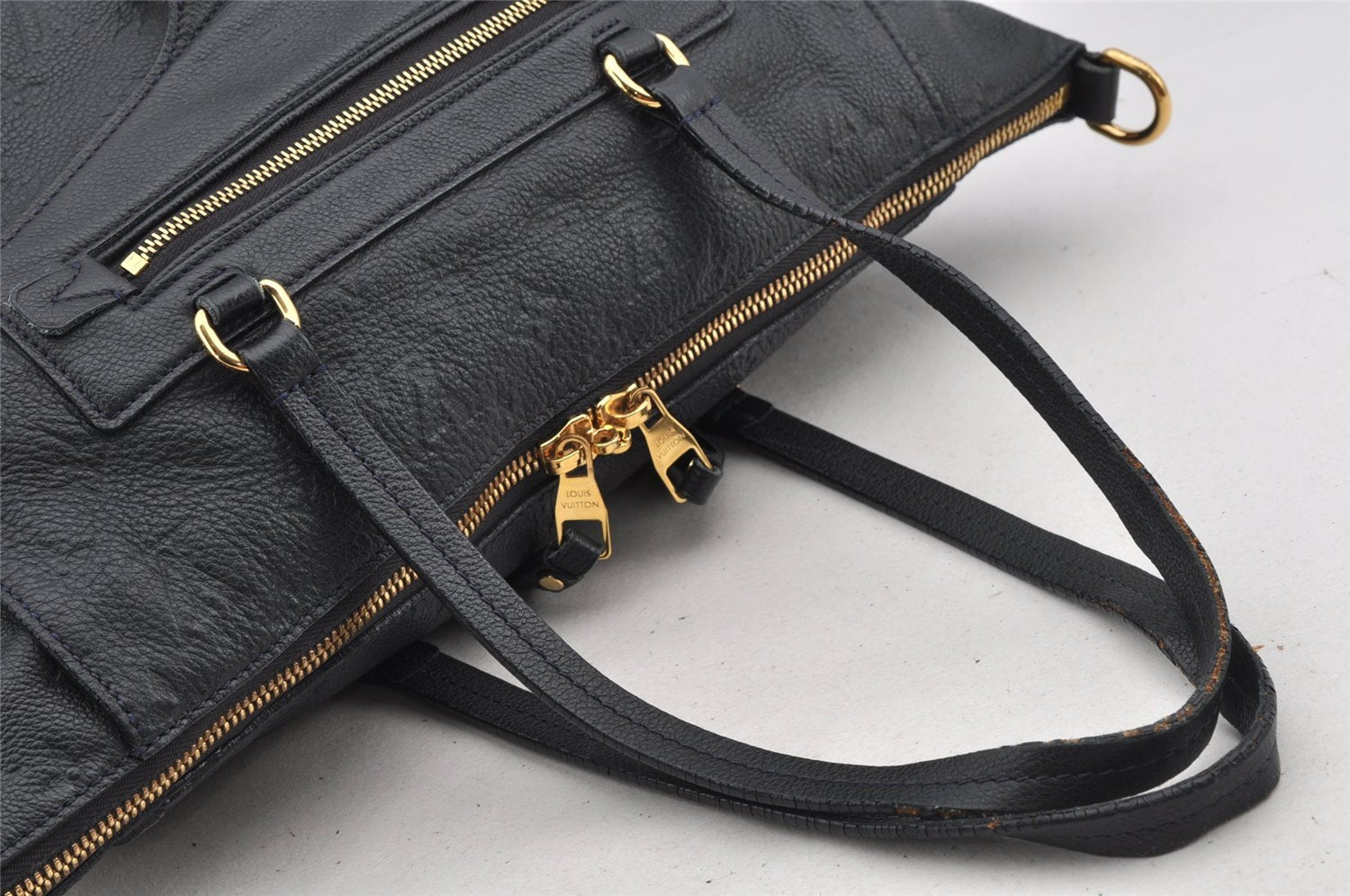 Auth Louis Vuitton Monogram Empreinte Lumineuse PM Tote Bag Navy M93410 LV 5886I