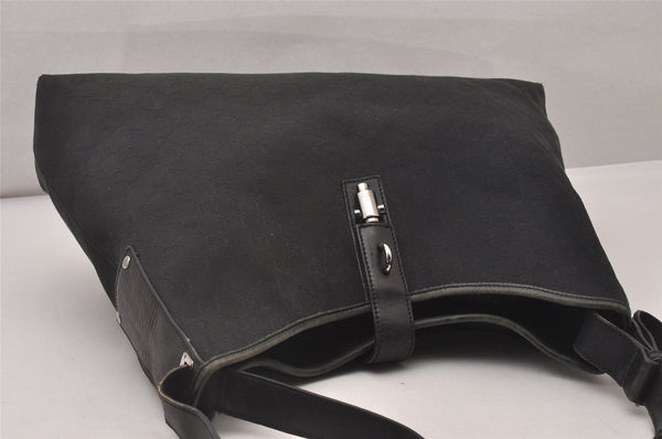 Authentic GUCCI Jackie Vintage Shoulder Bag GG Canvas Leather 109190 Black 5889I