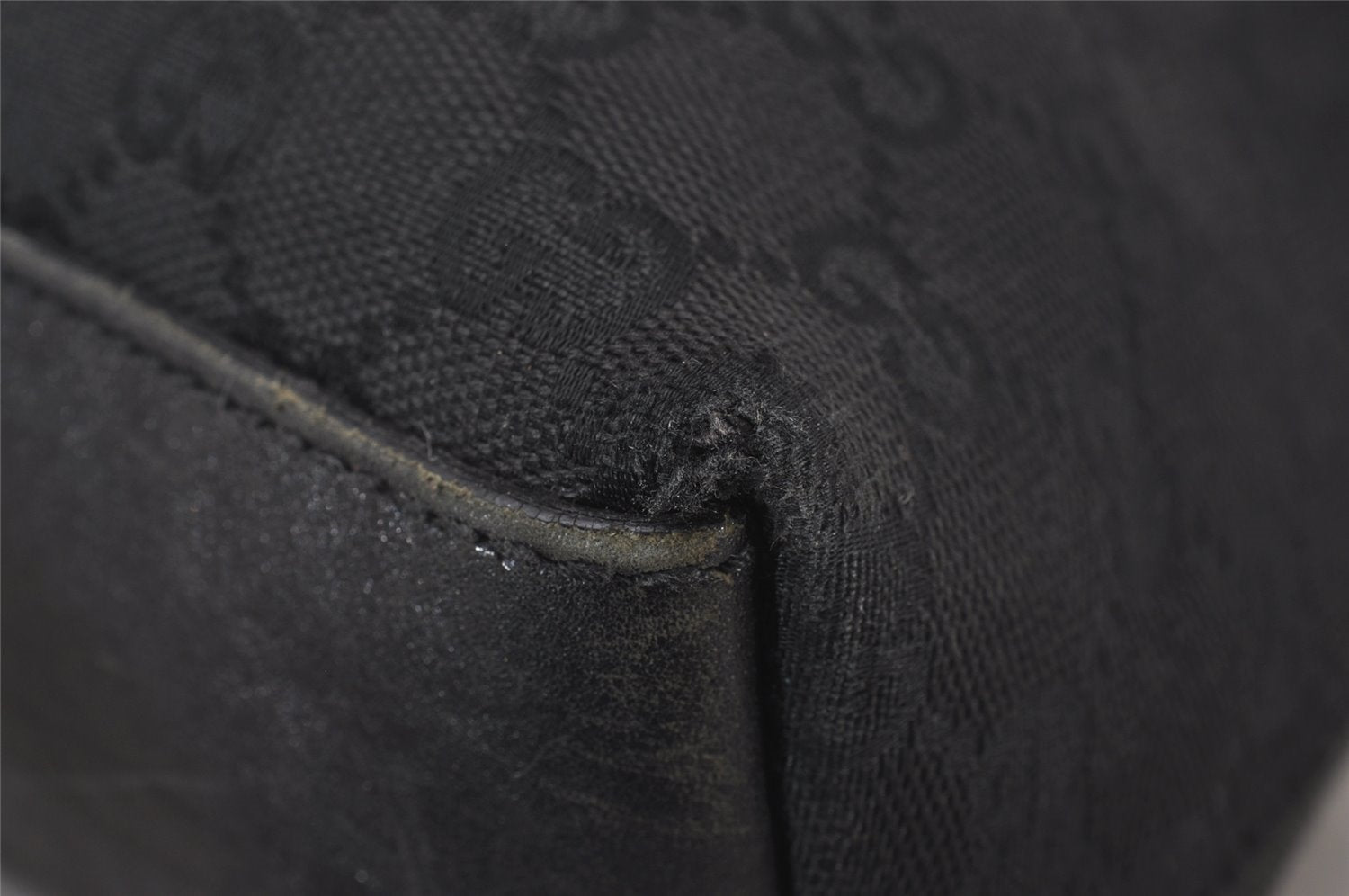 Authentic GUCCI Jackie Vintage Shoulder Bag GG Canvas Leather 109190 Black 5889I