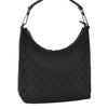 Authentic GUCCI Vintage Shoulder Bag Purse GG Canvas Leather 0000602 Black 5890I