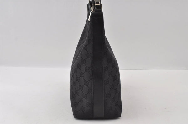 Authentic GUCCI Vintage Shoulder Bag Purse GG Canvas Leather 0000602 Black 5890I