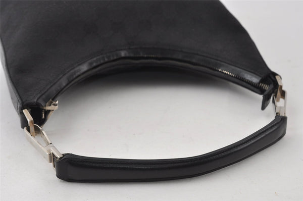 Authentic GUCCI Vintage Shoulder Bag Purse GG Canvas Leather 0000602 Black 5890I