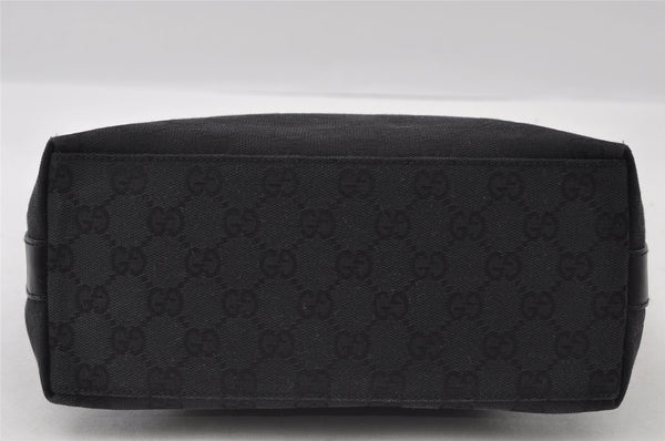 Authentic GUCCI Vintage Shoulder Bag Purse GG Canvas Leather 0000602 Black 5890I
