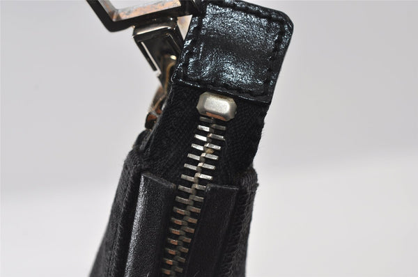 Authentic GUCCI Vintage Shoulder Bag Purse GG Canvas Leather 0000602 Black 5890I