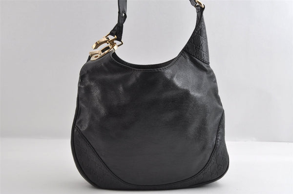 Authentic GUCCI Guccissima Charlotte Shoulder Bag GG Leather 203503 Black 5894I