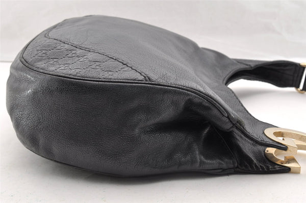 Authentic GUCCI Guccissima Charlotte Shoulder Bag GG Leather 203503 Black 5894I