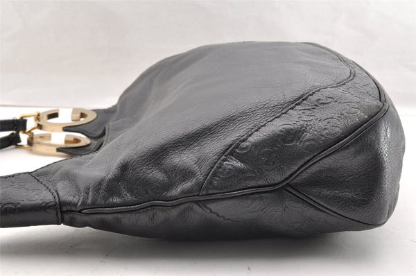 Authentic GUCCI Guccissima Charlotte Shoulder Bag GG Leather 203503 Black 5894I