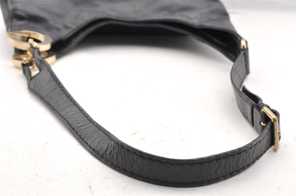 Authentic GUCCI Guccissima Charlotte Shoulder Bag GG Leather 203503 Black 5894I