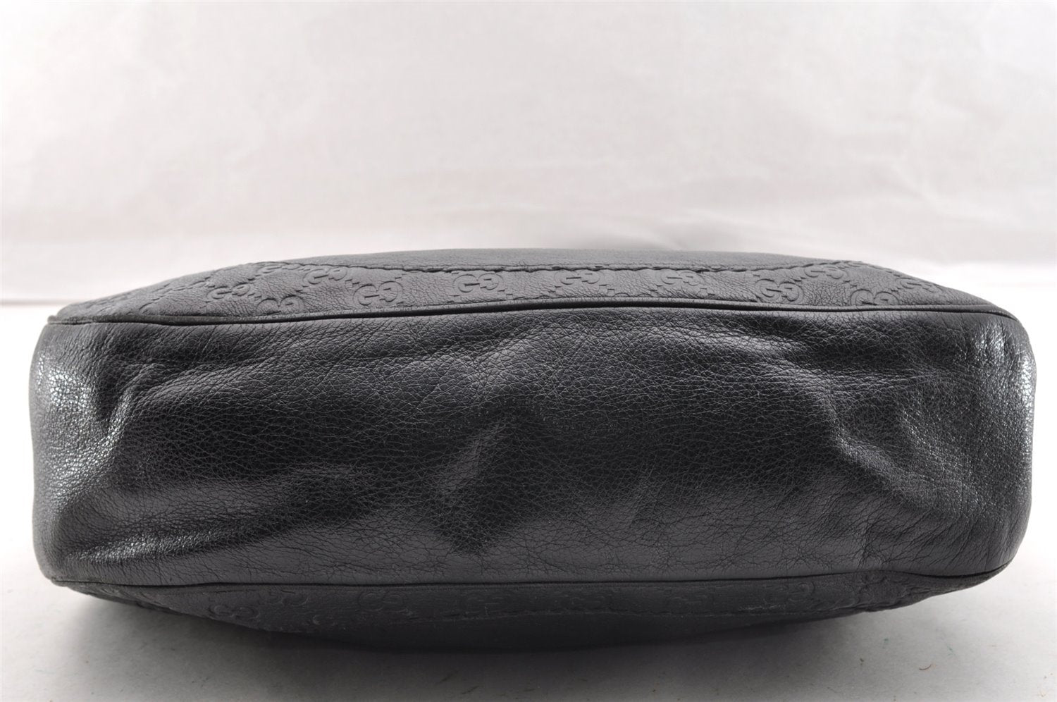 Authentic GUCCI Guccissima Charlotte Shoulder Bag GG Leather 203503 Black 5894I