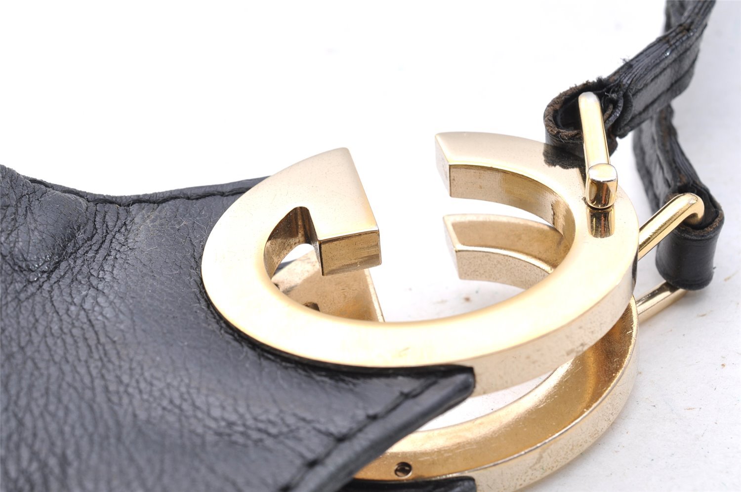 Authentic GUCCI Guccissima Charlotte Shoulder Bag GG Leather 203503 Black 5894I