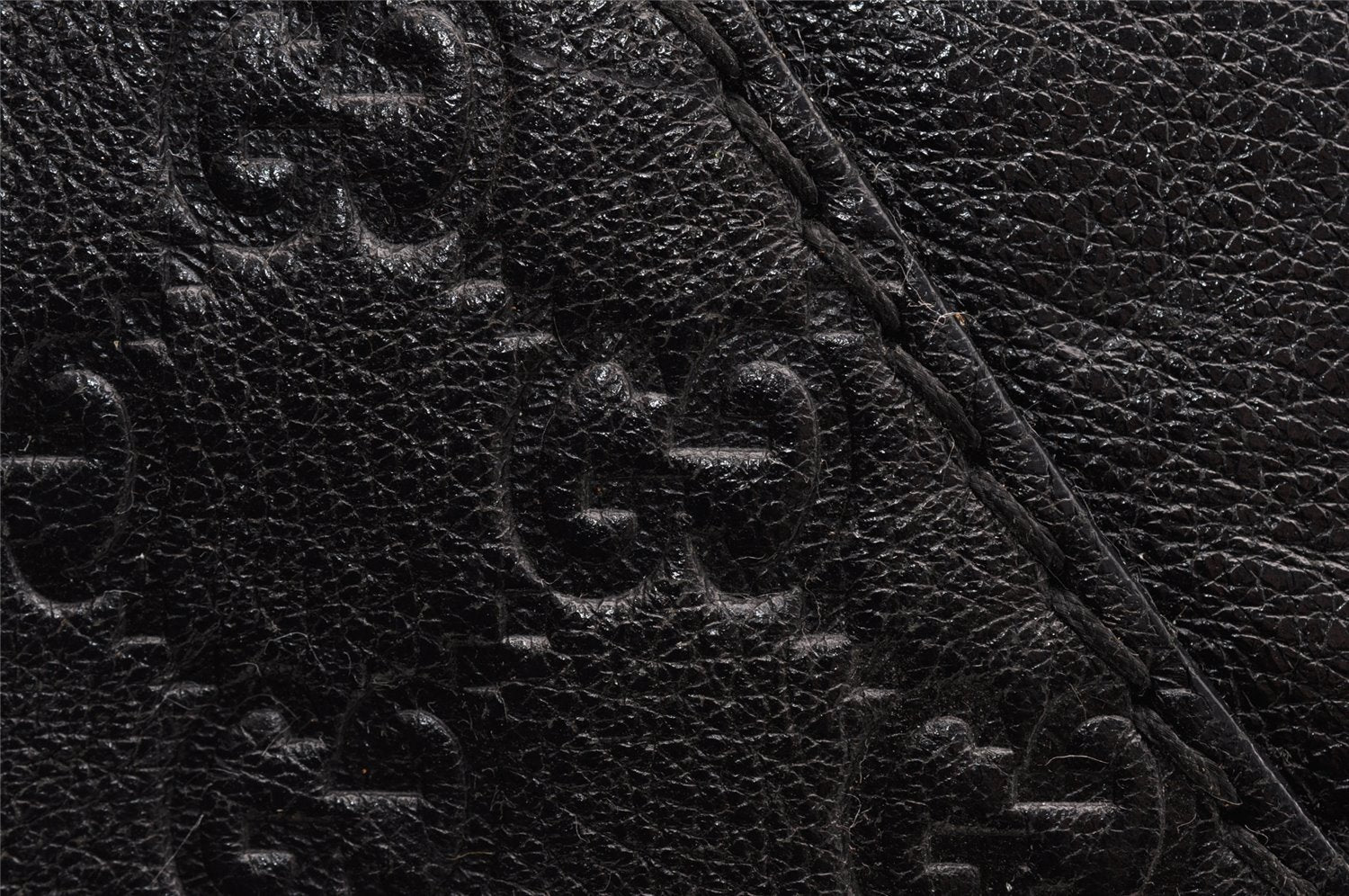 Authentic GUCCI Guccissima Charlotte Shoulder Bag GG Leather 203503 Black 5894I