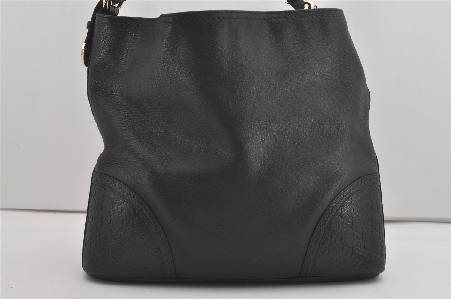 Authentic GUCCI Guccissima GG Leather Shoulder Hand Bag 181514 Black 5896I