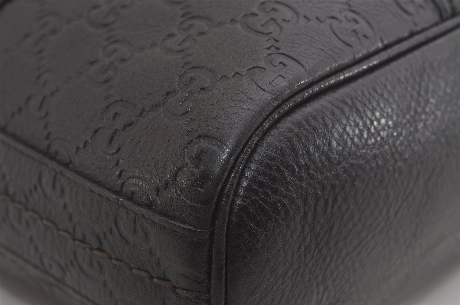 Authentic GUCCI Guccissima GG Leather Shoulder Hand Bag 181514 Black 5896I