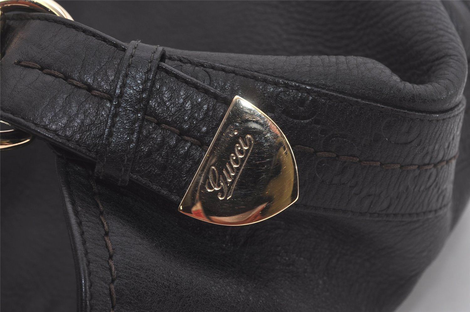 Authentic GUCCI Guccissima GG Leather Shoulder Hand Bag 181514 Black 5896I