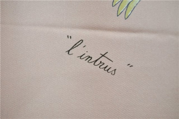 Authentic HERMES Carre 90 Scarf "L'intrus" Silk Pink 5900E