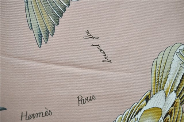 Authentic HERMES Carre 90 Scarf "L'intrus" Silk Pink 5900E