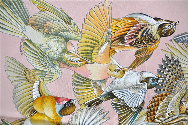 Authentic HERMES Carre 90 Scarf "L'intrus" Silk Pink 5900E