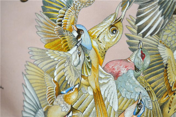 Authentic HERMES Carre 90 Scarf "L'intrus" Silk Pink 5900E