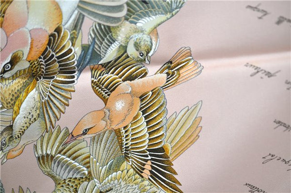Authentic HERMES Carre 90 Scarf "L'intrus" Silk Pink 5900E