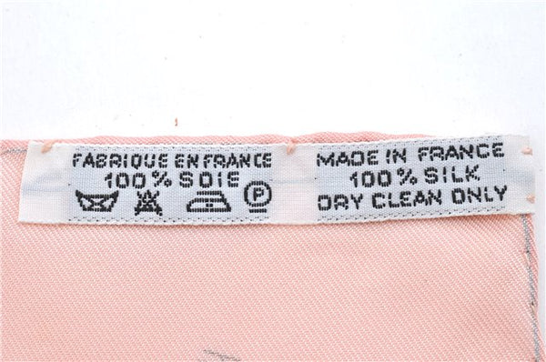 Authentic HERMES Carre 90 Scarf "L'intrus" Silk Pink 5900E