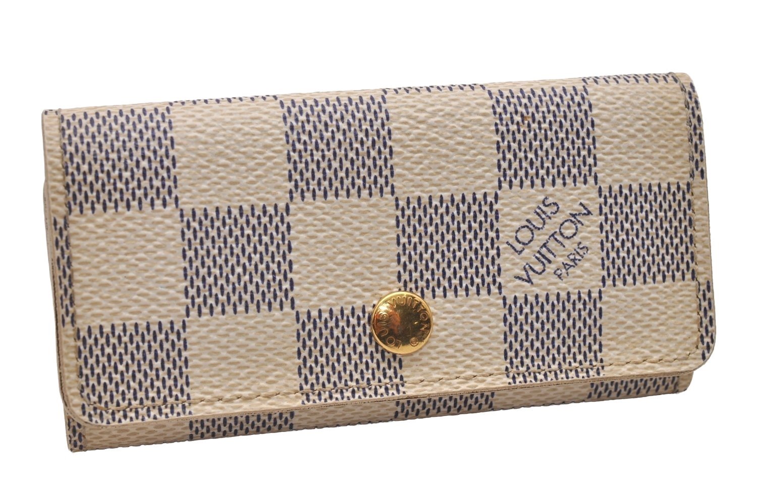 Authentic Louis Vuitton Damier Azur Multicles 4 Key Case Holder N60020 LV 5900I