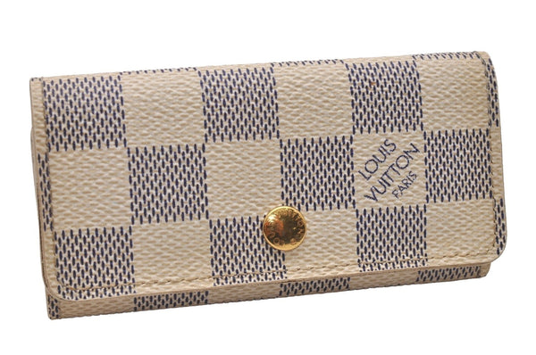 Authentic Louis Vuitton Damier Azur Multicles 4 Key Case Holder N60020 LV 5900I