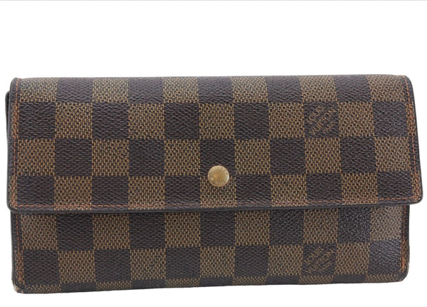 Authentic Louis Vuitton Damier Porte Tresor International Wallet N61215 LV 5901E