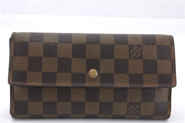 Authentic Louis Vuitton Damier Porte Tresor International Wallet N61215 LV 5901E