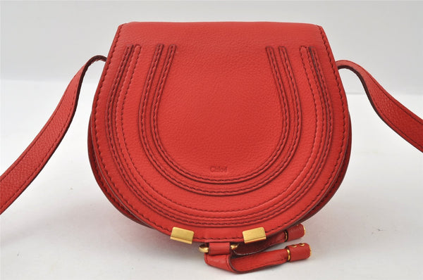 Authentic Chloe Marcie Small Leather Shoulder Cross Body Bag Purse Red 5901I