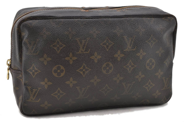 Auth LOUIS VUITTON Monogram Trousse Toilette 28 Clutch Hand Bag M47522 LV 5904C