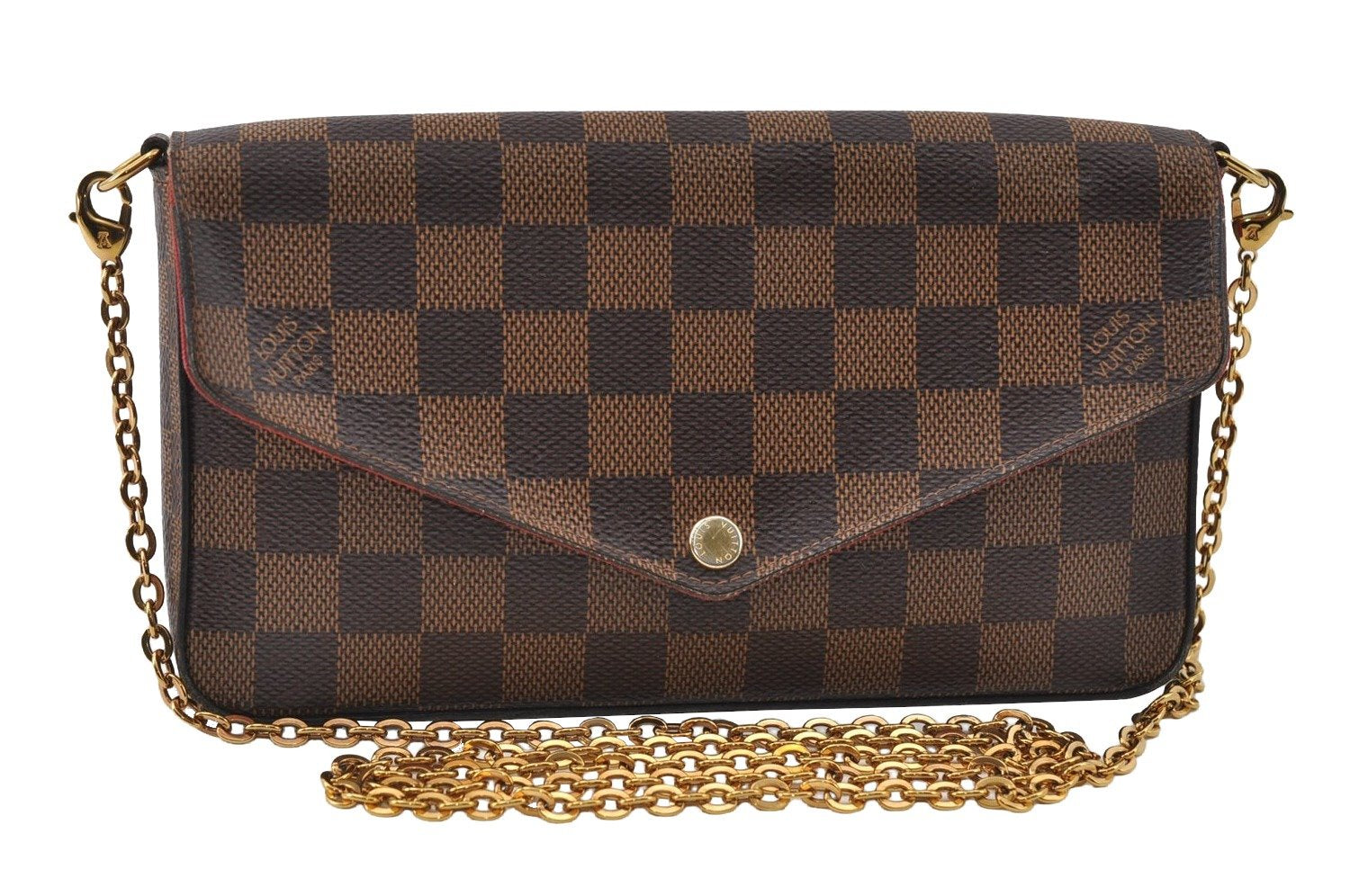Authentic Louis Vuitton Damier Pochette Felicie N63032 Shoulder Cross Bag 5904I