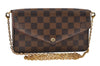 Authentic Louis Vuitton Damier Pochette Felicie N63032 Shoulder Cross Bag 5904I