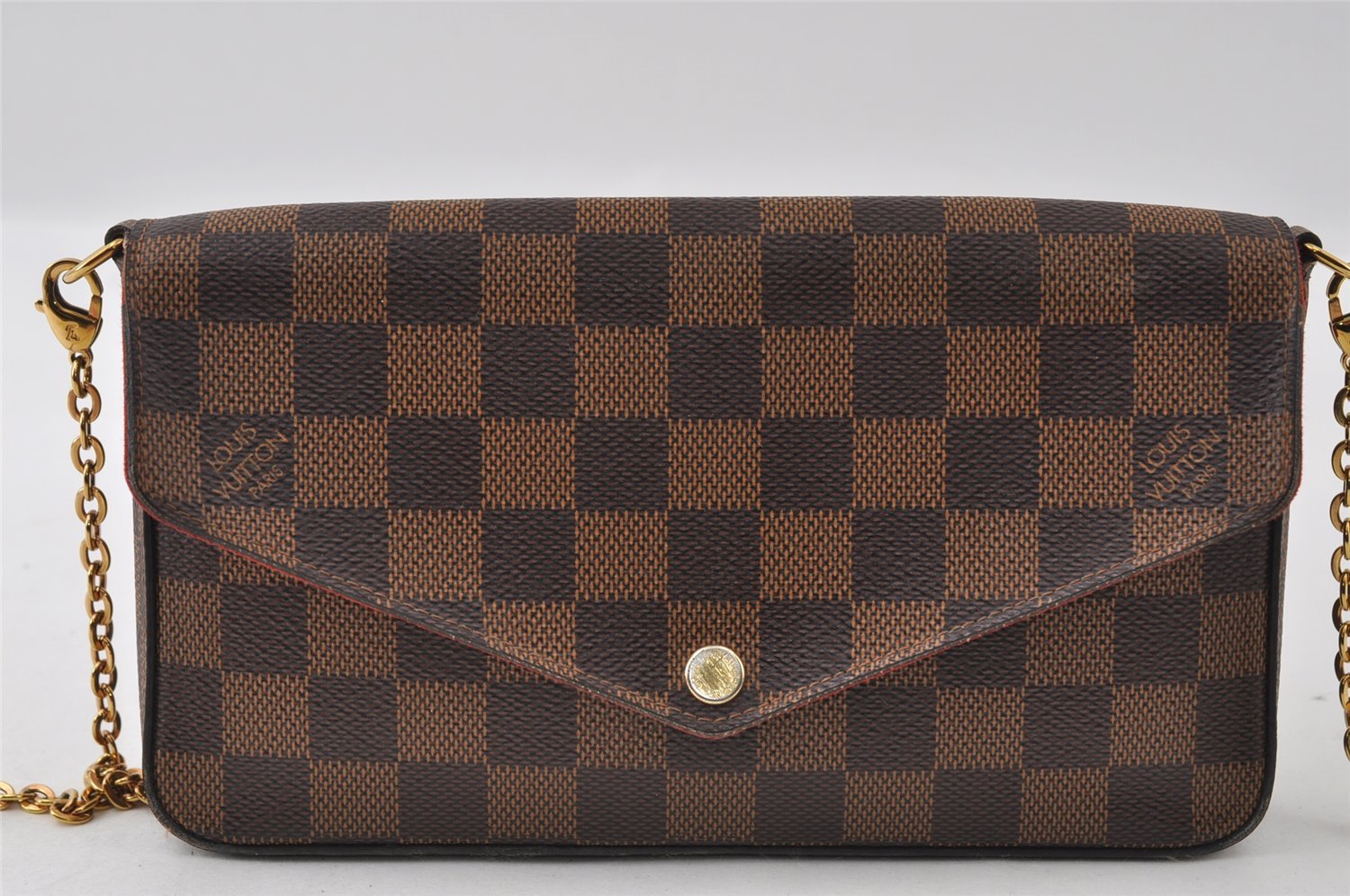 Authentic Louis Vuitton Damier Pochette Felicie N63032 Shoulder Cross Bag 5904I