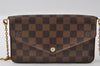 Authentic Louis Vuitton Damier Pochette Felicie N63032 Shoulder Cross Bag 5904I