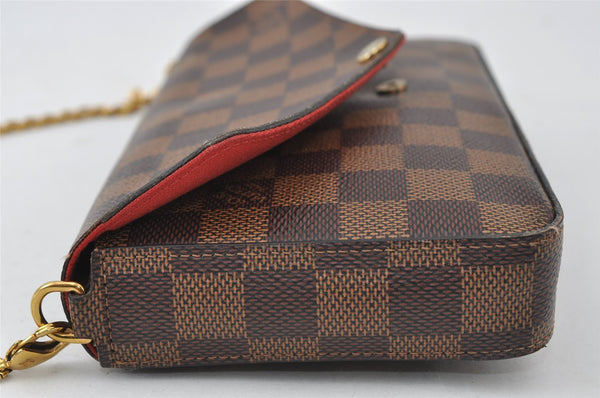 Authentic Louis Vuitton Damier Pochette Felicie N63032 Shoulder Cross Bag 5904I